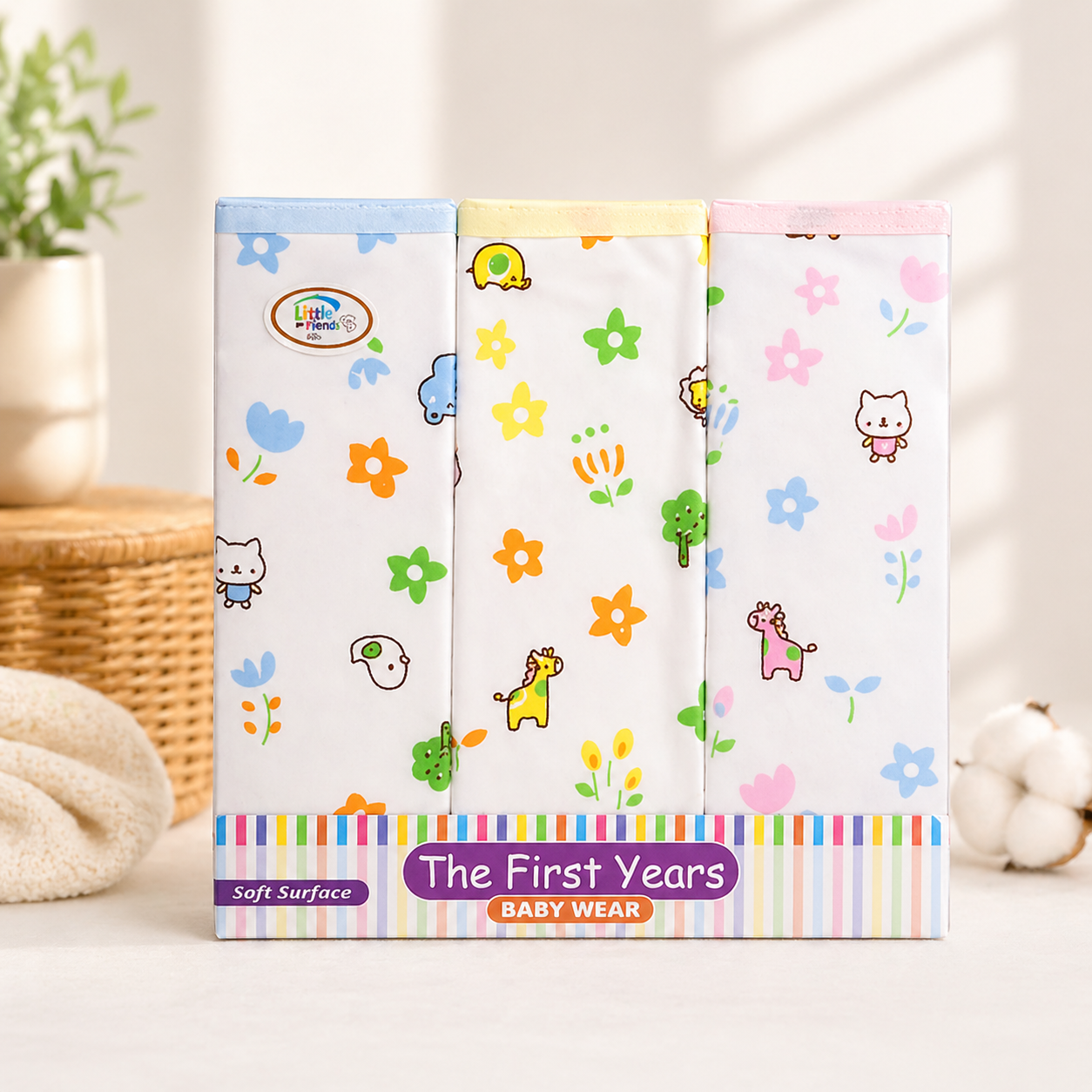 Ultra Soft Infant Baby Face Towels – Gentle & Absorbent Newborn Washcloths (3 Pcs)