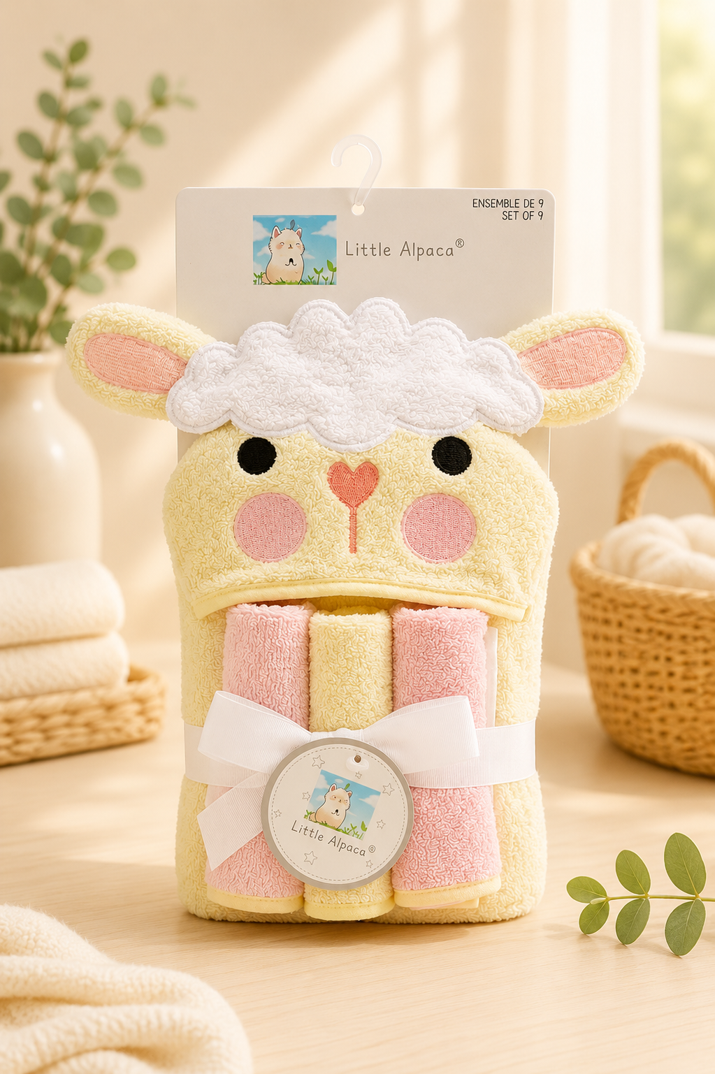 Character Baby Hooded Towel Set with Washcloths – Soft Animal Bath Towel Gift Set