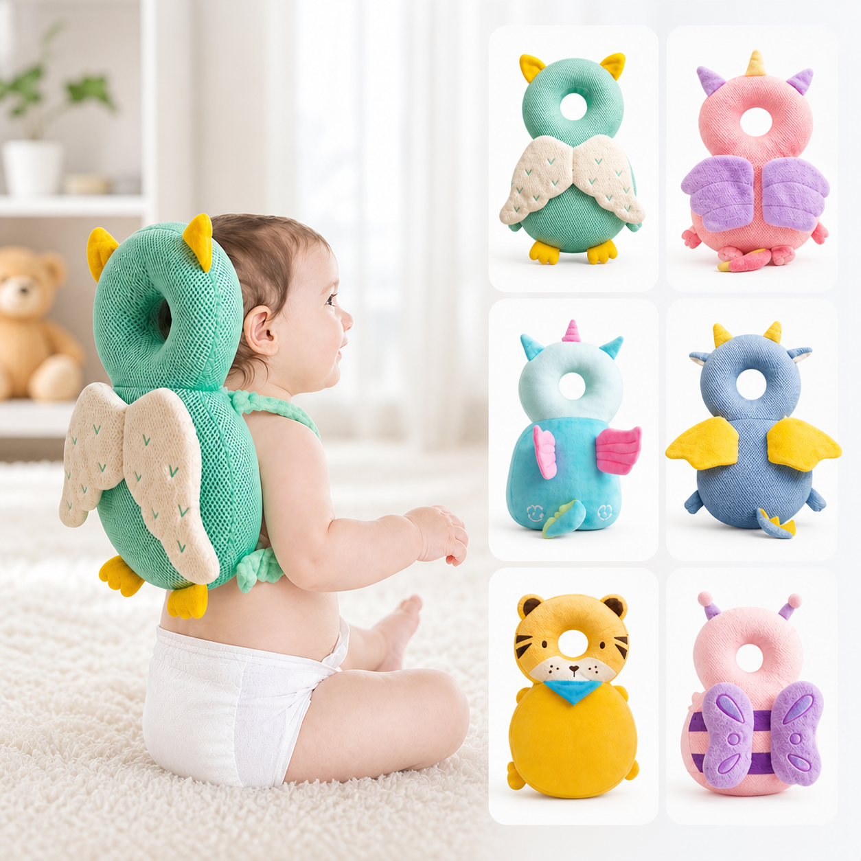 Baby Head Protection Pillow Backpack | Infant Safety Cushion | Anti-Fall Head Guard for Toddlers