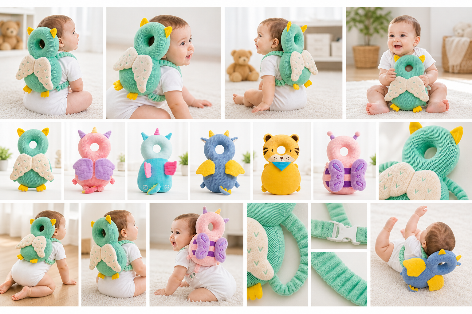 Baby Head Protection Pillow Backpack | Infant Safety Cushion | Anti-Fall Head Guard for Toddlers