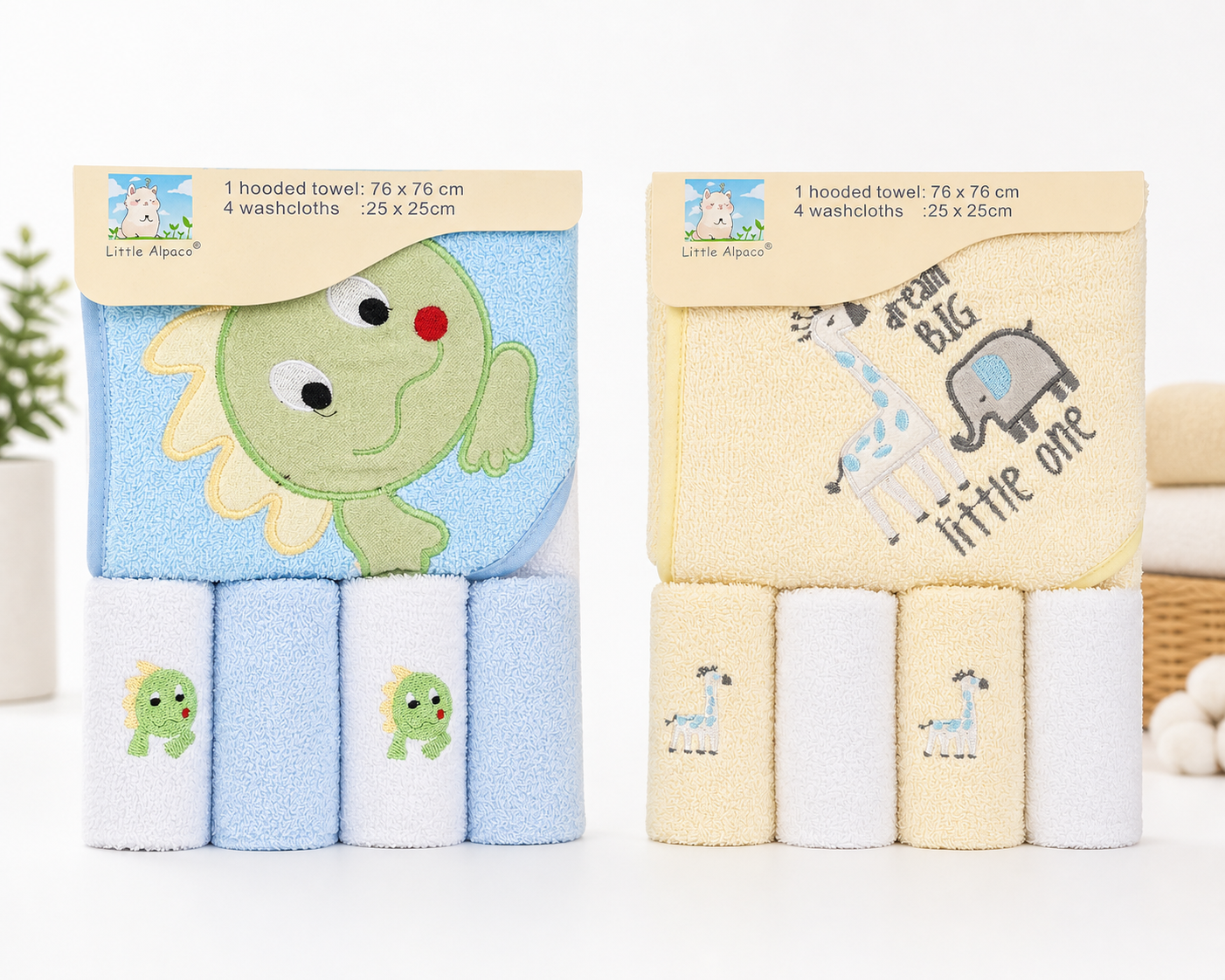 Soft & Adorable Baby Hooded Towel Set