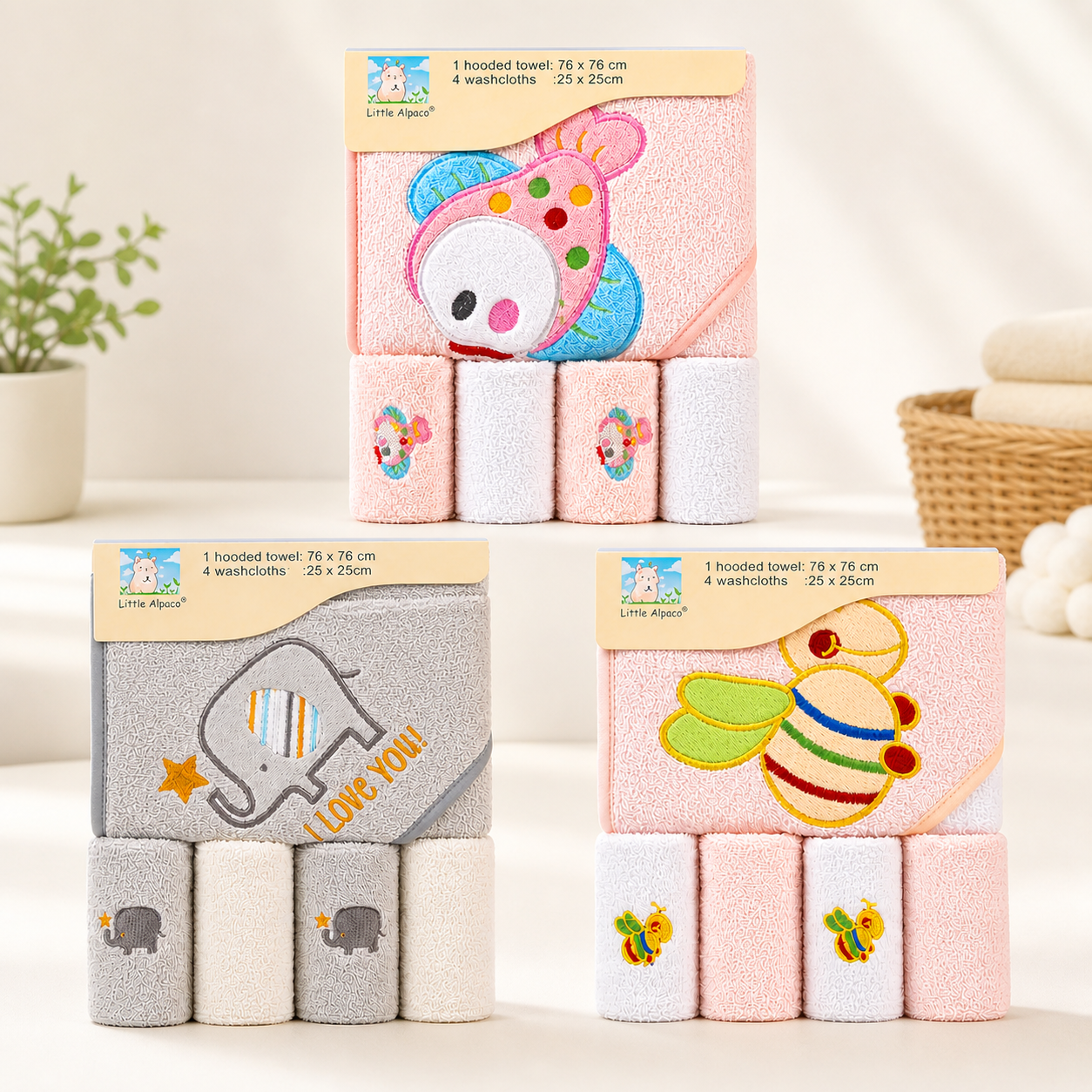 Soft & Adorable Baby Hooded Towel Set