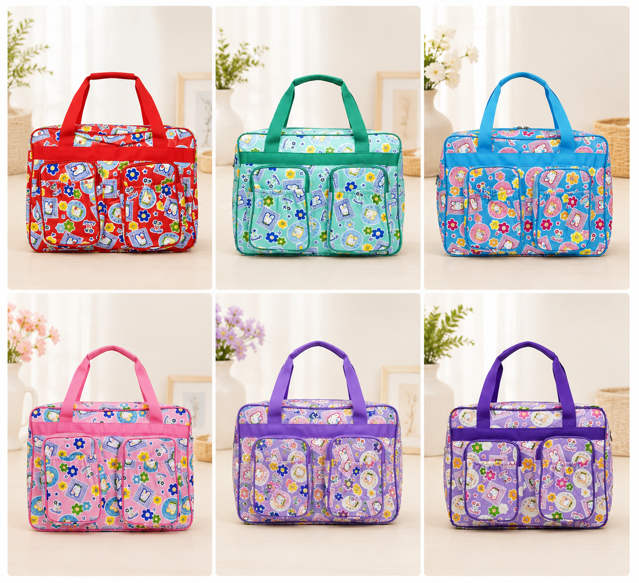 Cute Printed Kids Travel Bag – Multi Pocket Storage Bag