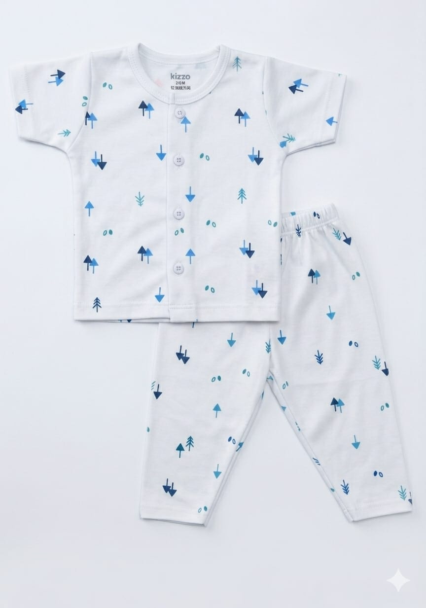 Newborn Baby Cotton Pajama Set | Soft Printed Night Suit for Boys & Girls (0-9 Months)