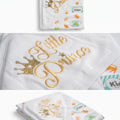 Little Prince Baby Hooded Towel & Receiving Blanket – 100% Cotton Newborn Swaddle Wrap
